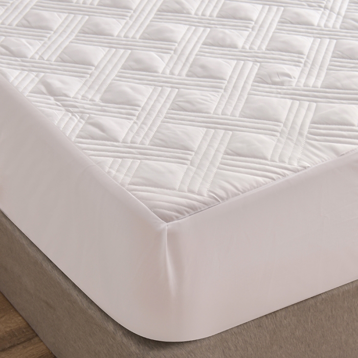 91家纺网 家纺一手货源 找家纺 梦柏 2023新款13372全棉斜纹夹棉床笠 白色