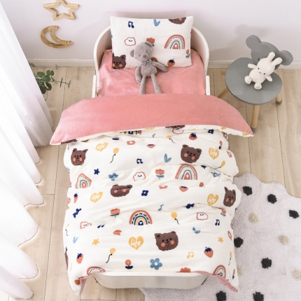 91家纺网 家纺一手货源 找家纺 （总）A类牛奶绒幼儿园被子三件套儿童宝宝午睡套件含芯六件套