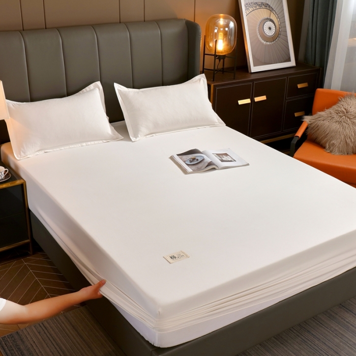 91家纺网 家纺一手货源 找家纺 总 A类全棉13372喷气床笠母婴级床笠单件纯色床罩保护罩套