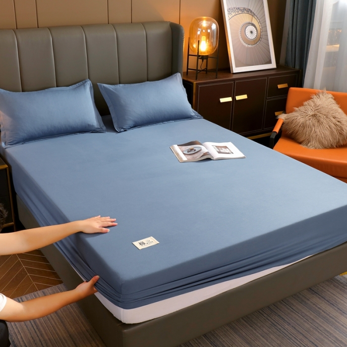 91家纺网 家纺一手货源 找家纺 千百笠A类全棉13372喷气床笠纯色床罩保护罩套全包围宾利蓝