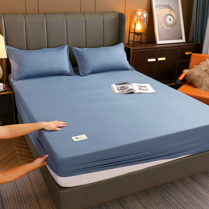 91家纺网 家纺一手货源 找家纺 千百笠A类全棉13372喷气床笠纯色床罩保护罩套全包围宾利蓝