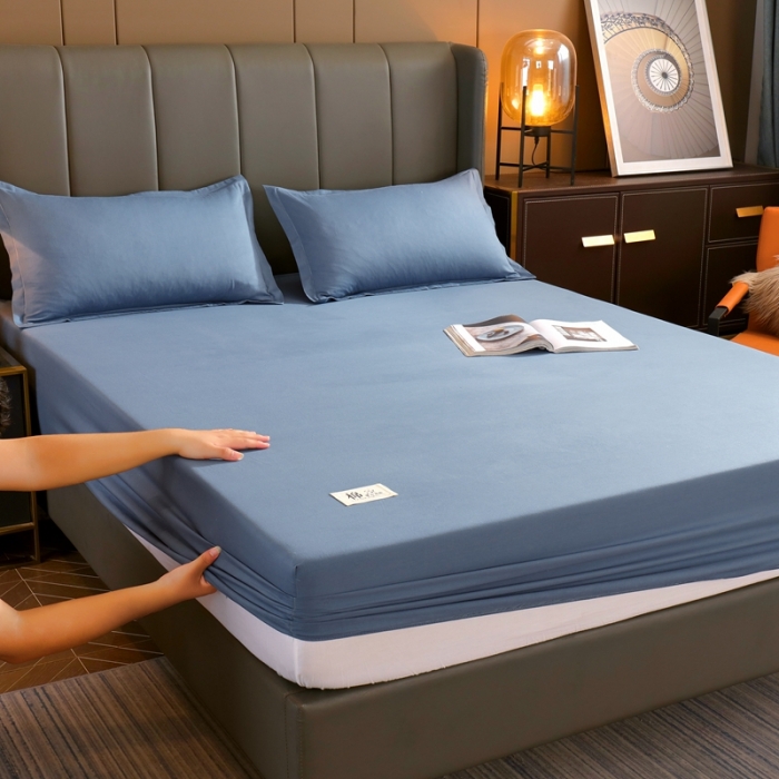 91家纺网 家纺一手货源 找家纺 千百笠A类全棉13372喷气床笠纯色床罩保护罩套全包围宾利蓝