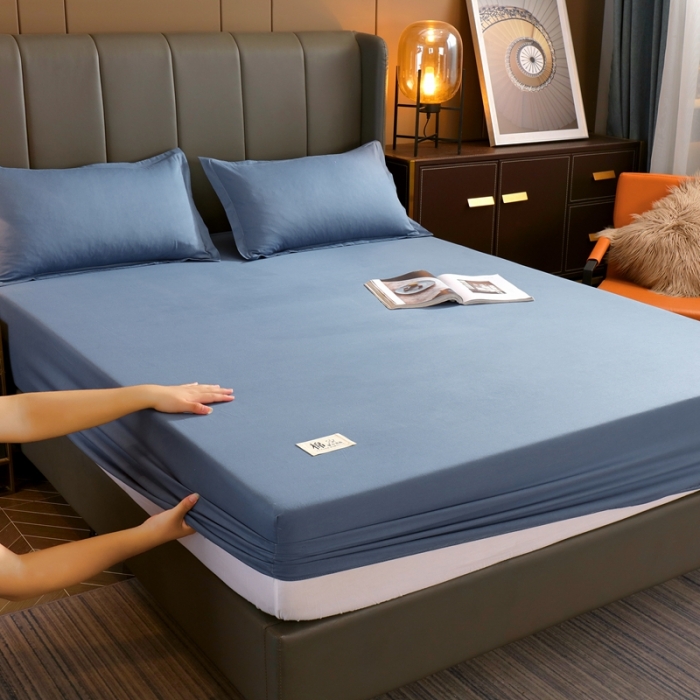 91家纺网 家纺一手货源 找家纺 千百笠A类全棉13372喷气床笠纯色床罩保护罩套全包围宾利蓝