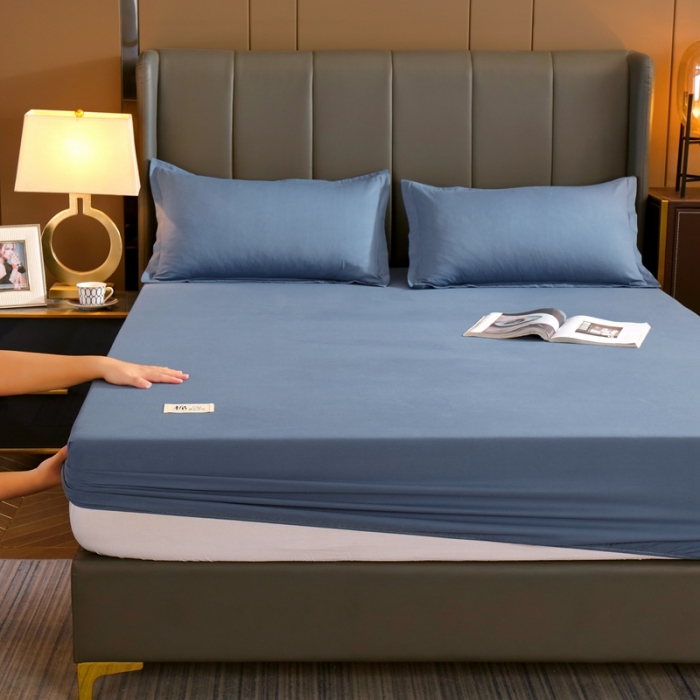 91家纺网 家纺一手货源 找家纺 千百笠A类全棉13372喷气床笠纯色床罩保护罩套全包围宾利蓝