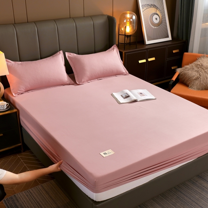 91家纺网 家纺一手货源 找家纺 千百笠A类全棉13372喷气床笠纯色床罩保护罩套全包围浅豆沙