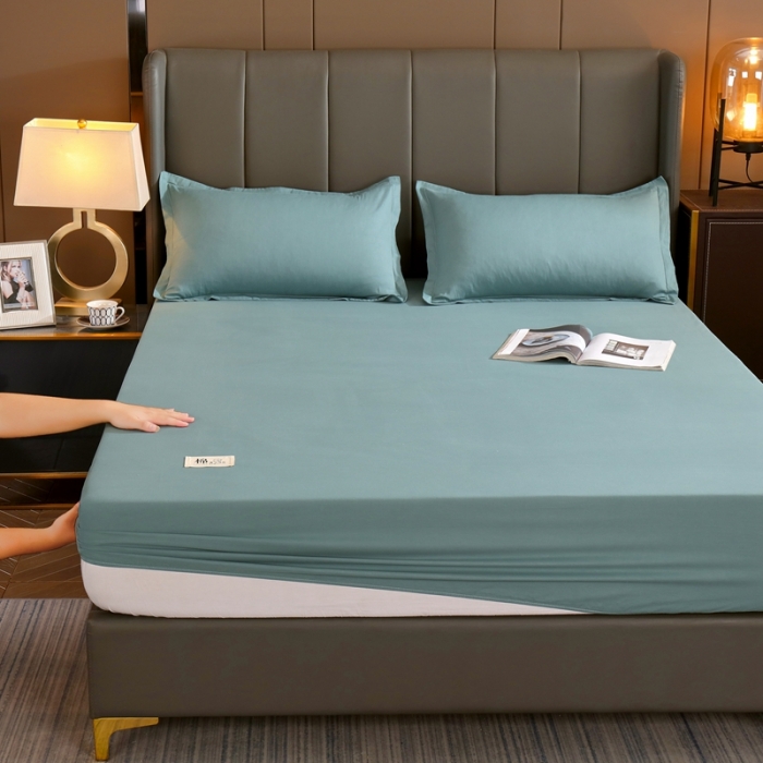 91家纺网 家纺一手货源 找家纺 千百笠A类全棉13372喷气床笠纯色床罩保护罩套全包围浅石兰