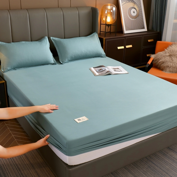 91家纺网 家纺一手货源 找家纺 千百笠A类全棉13372喷气床笠纯色床罩保护罩套全包围浅石兰