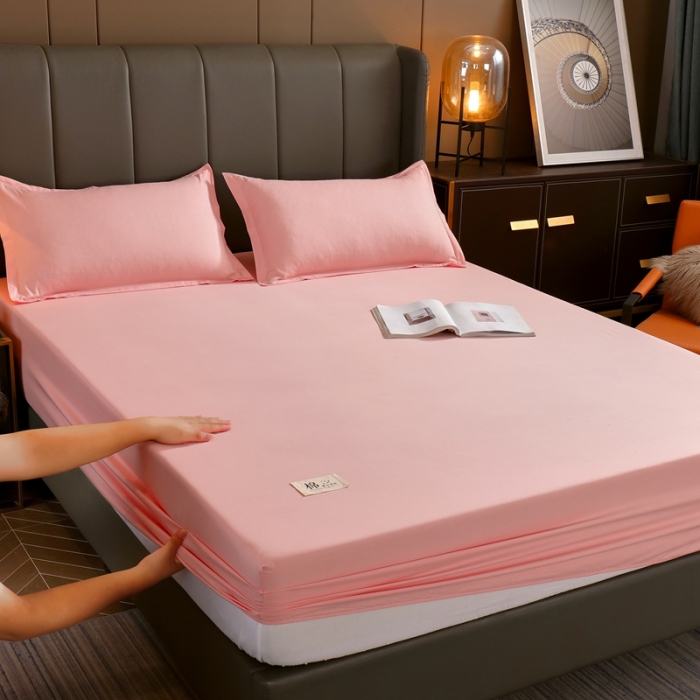 91家纺网 家纺一手货源 找家纺 千百笠A类全棉13372喷气床笠纯色床罩保护罩套全包围浅玉