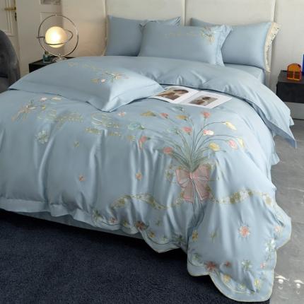 91家纺网 家纺一手货源 找家纺 （总）宅家居 马蹄莲系列-新款轻奢弯边刺绣小香风纯棉长绒棉