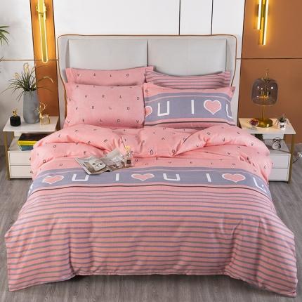 91家纺网 家纺一手货源 找家纺 雨萝家纺 2022新款植物羊绒四件套 爱之言