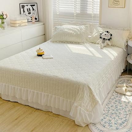 2022山茶家纺新款爱丽丝牛奶绒床盖三件套 奶白绒