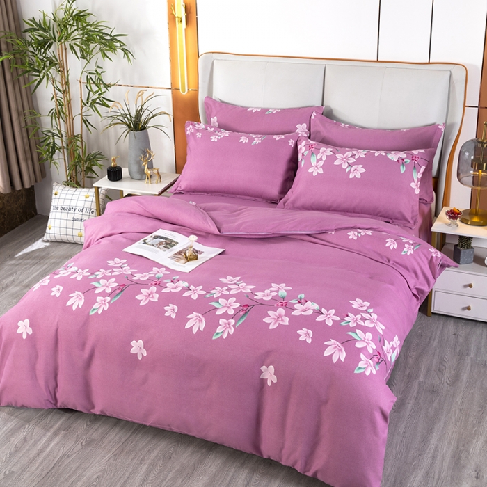 91家纺网 家纺一手货源 找家纺 雨萝家纺 2022新款植物羊绒四件套 香卉