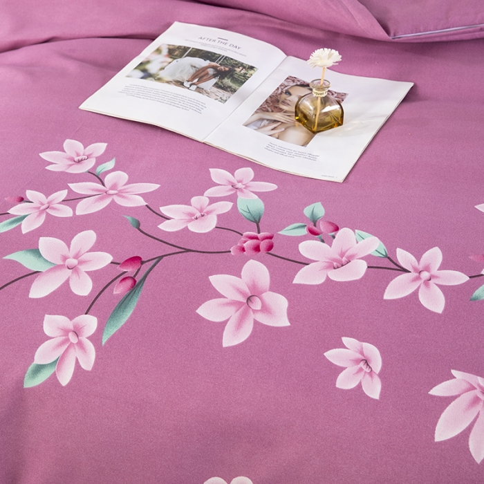 91家纺网 家纺一手货源 找家纺 雨萝家纺 2022新款植物羊绒四件套 香卉