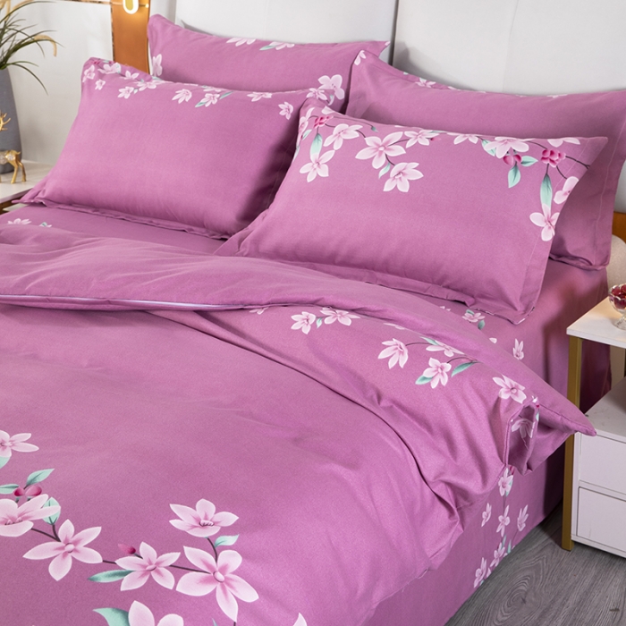 91家纺网 家纺一手货源 找家纺 雨萝家纺 2022新款植物羊绒四件套 香卉