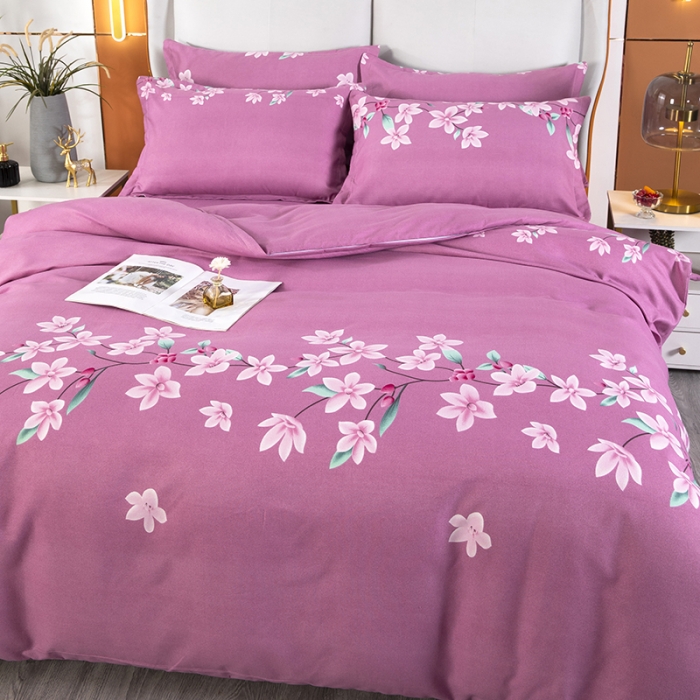 91家纺网 家纺一手货源 找家纺 雨萝家纺 2022新款植物羊绒四件套 香卉