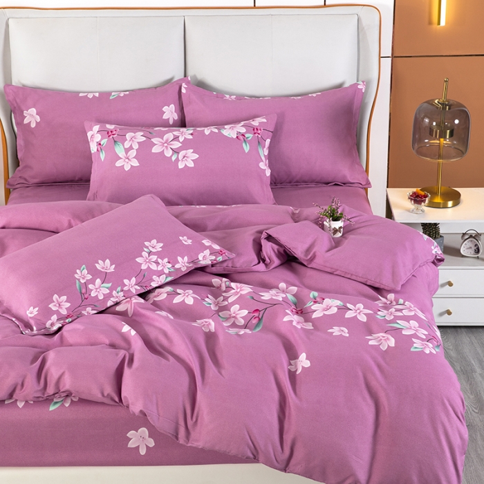 91家纺网 家纺一手货源 找家纺 雨萝家纺 2022新款植物羊绒四件套 香卉