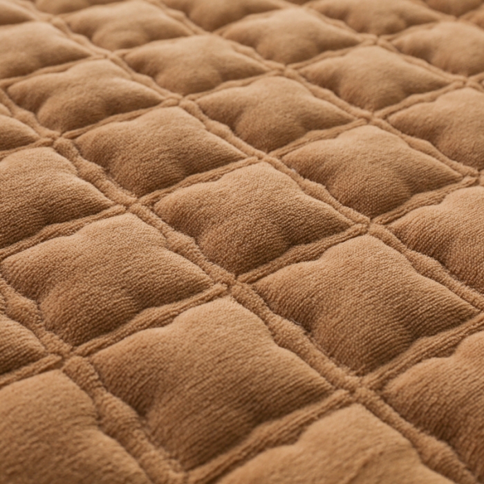 91家纺网 家纺一手货源 找家纺 2025啊雅家居新款单品牛奶绒夹棉床笠 咖色