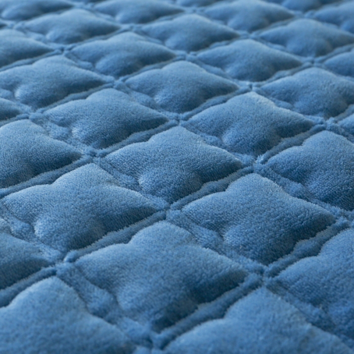 91家纺网 家纺一手货源 找家纺 2025啊雅家居新款单品牛奶绒夹棉床笠 蓝色