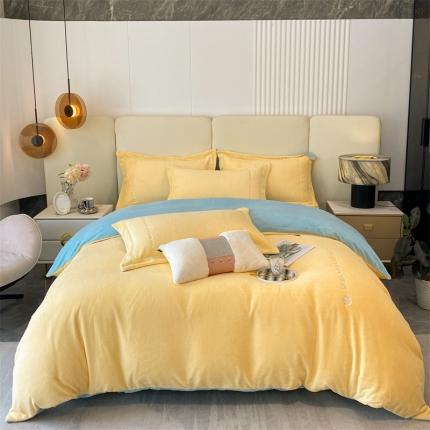 91家纺网 家纺一手货源 找家纺 （总）蓝巢 2022新款高克重牛奶绒唯美系列四件套