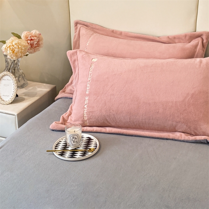 91家纺网 家纺一手货源 找家纺 蓝巢 2022新款高克重牛奶绒唯美系列四件套 唯美-豆沙