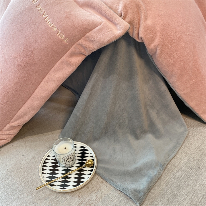 91家纺网 家纺一手货源 找家纺 蓝巢 2022新款高克重牛奶绒唯美系列四件套 唯美-豆沙