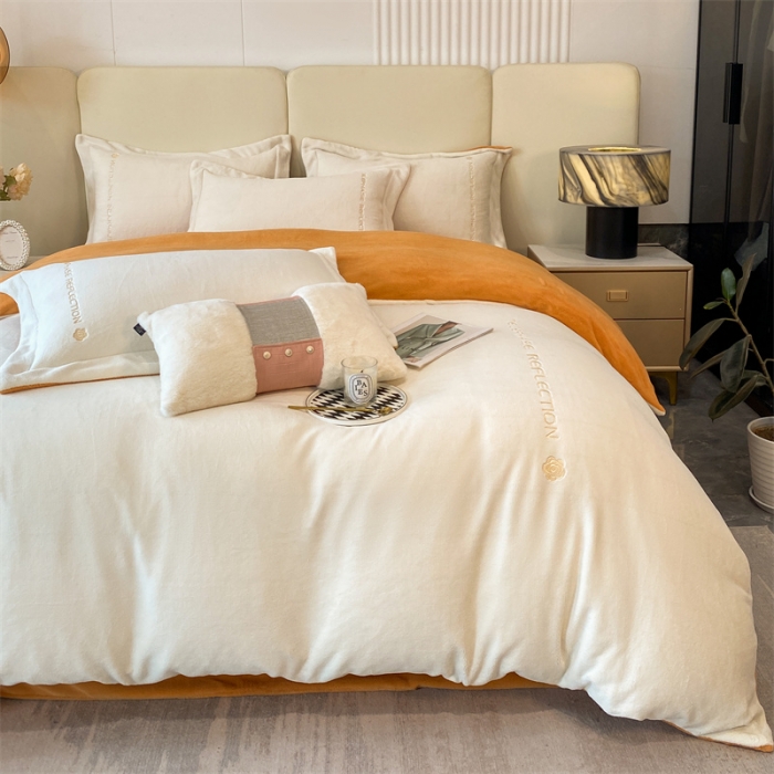 91家纺网 家纺一手货源 找家纺 蓝巢 2022新款高克重牛奶绒唯美系列四件套 唯美-奶昔白