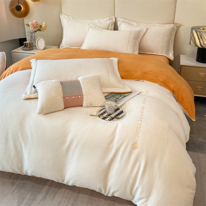 91家纺网 家纺一手货源 找家纺 蓝巢 2022新款高克重牛奶绒唯美系列四件套 唯美-奶昔白