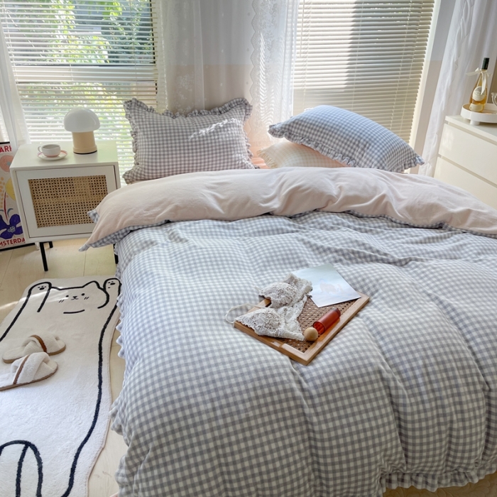 91家纺网 家纺一手货源 找家纺 总时年家纺 2022新款240g亲肤牛奶绒小美好花边款四件套