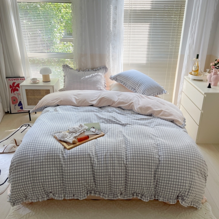 91家纺网 家纺一手货源 找家纺 总时年家纺 2022新款240g亲肤牛奶绒小美好花边款四件套