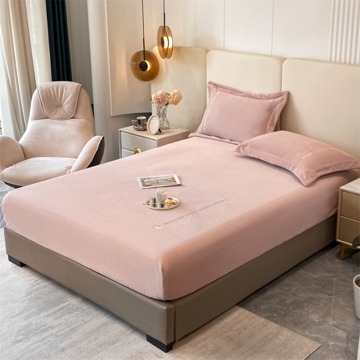 91家纺网 家纺一手货源 找家纺 蓝巢 2022新款牛奶绒轻奢单床笠 轻奢-豆沙