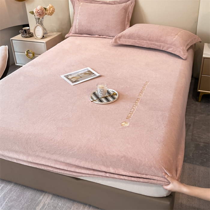 91家纺网 家纺一手货源 找家纺 蓝巢 2022新款牛奶绒轻奢单床笠 轻奢-豆沙