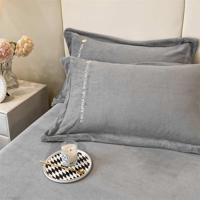 91家纺网 家纺一手货源 找家纺 蓝巢 2022新款牛奶绒轻奢单床笠 轻奢-中灰