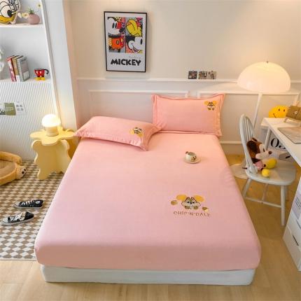 91家纺网 家纺一手货源 找家纺 蓝巢 2022新款牛奶绒迪士尼单床笠 迪士尼-浅粉