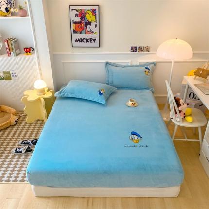 91家纺网 家纺一手货源 找家纺 蓝巢 2022新款牛奶绒迪士尼单床笠 迪士尼-天空蓝