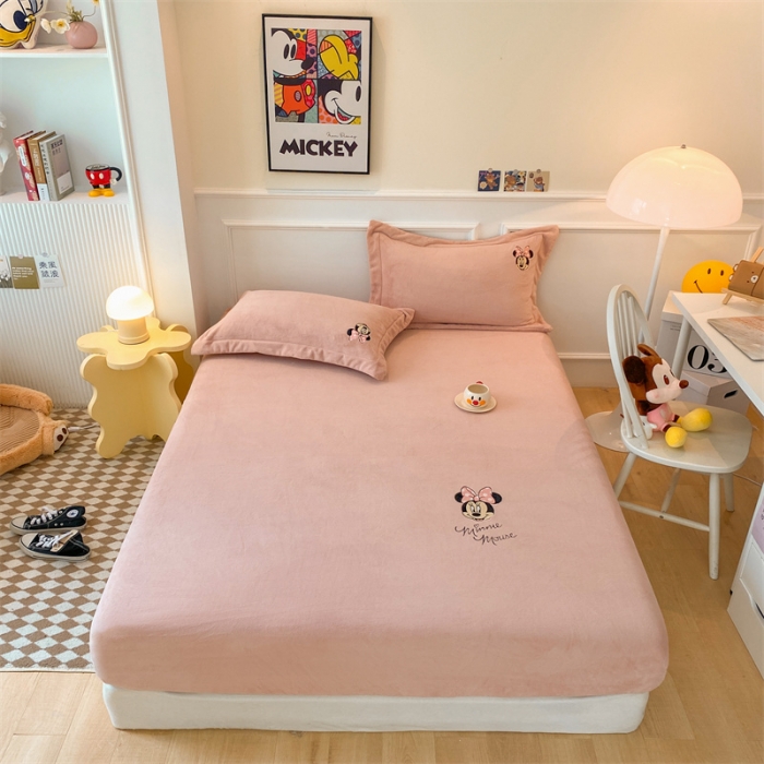 91家纺网 家纺一手货源 找家纺 蓝巢 2022新款牛奶绒迪士尼单床笠 迪士尼-豆沙