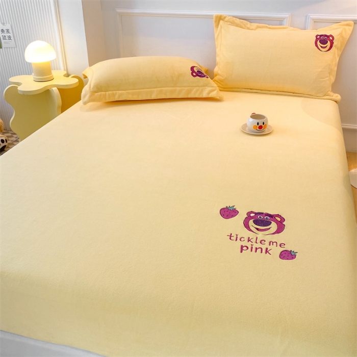 91家纺网 家纺一手货源 找家纺 蓝巢 2022新款牛奶绒迪士尼单床笠 迪士尼-奶黄