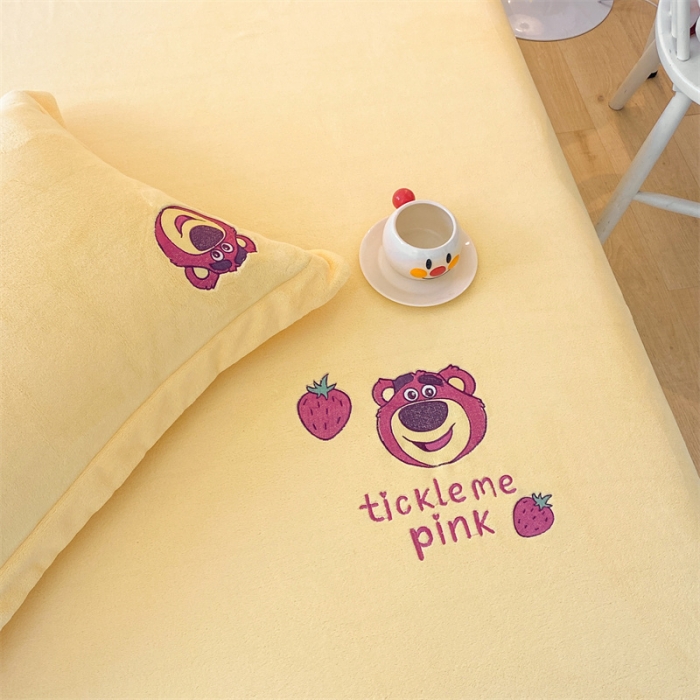 91家纺网 家纺一手货源 找家纺 蓝巢 2022新款牛奶绒迪士尼单床笠 迪士尼-奶黄