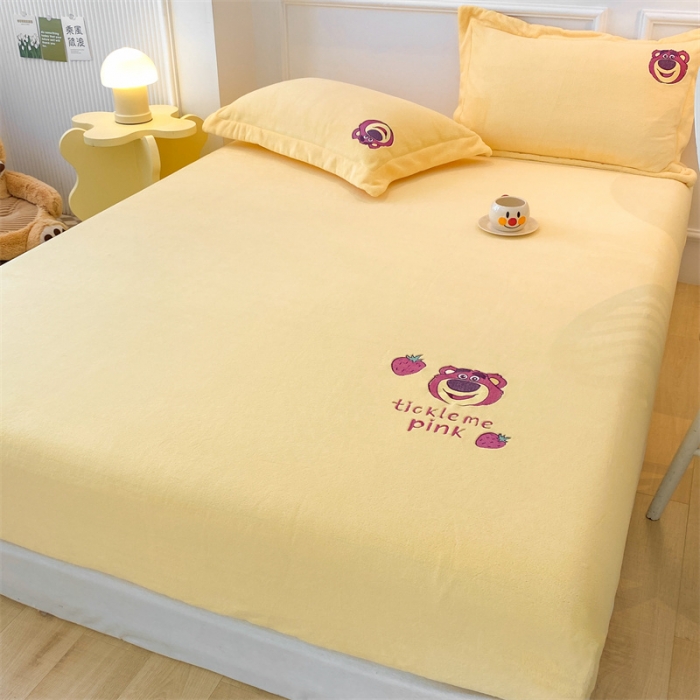 91家纺网 家纺一手货源 找家纺 蓝巢 2022新款牛奶绒迪士尼单床笠 迪士尼-奶黄