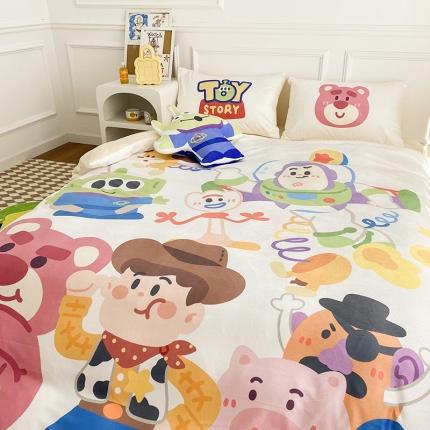 91家纺网 家纺一手货源 找家纺 (总) 圆岛家纺 2022新款迪士尼大版牛奶绒宝宝绒四件套