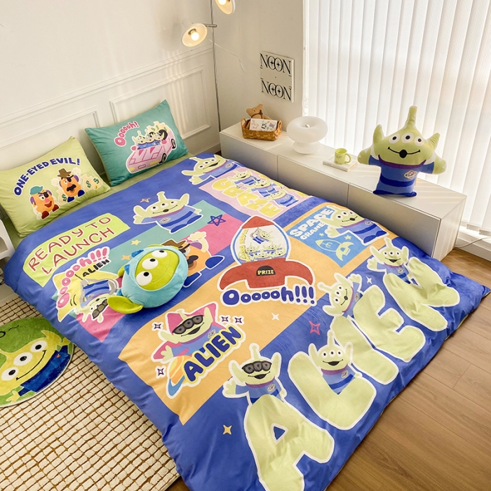 91家纺网 家纺一手货源 找家纺 圆岛家纺 2022新款迪士尼大版牛奶绒宝宝绒四件套 三眼仔