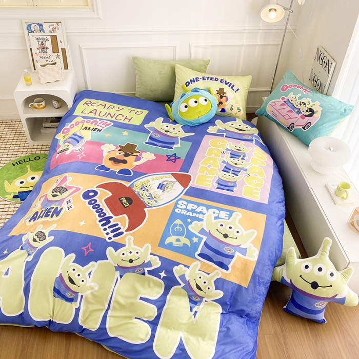 91家纺网 家纺一手货源 找家纺 圆岛家纺 2022新款迪士尼大版牛奶绒宝宝绒四件套 三眼仔