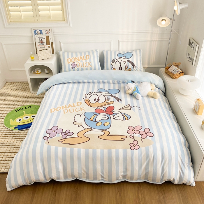 91家纺网 家纺一手货源 找家纺 圆岛家纺 2022新款迪士尼大版牛奶绒宝宝绒四件套 唐老鸭