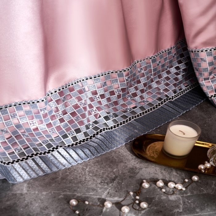 91家纺网 家纺一手货源 找家纺 缔缦 2022新款真丝棉四件套澜庭假日 豆沙粉