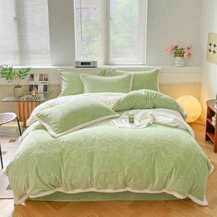 91家纺网 家纺一手货源 找家纺 （总）琪格格纺织 2023新品雕花牛奶绒VS兔兔绒四件套