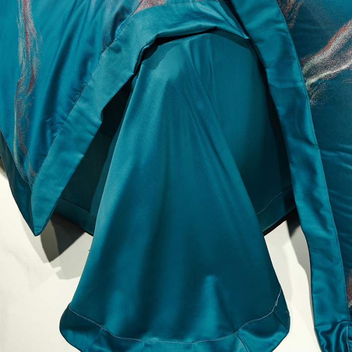 91家纺网 家纺一手货源 找家纺 宅家居140支色织提花高定长绒棉四件套-奢华系列奥维斯-宝蓝