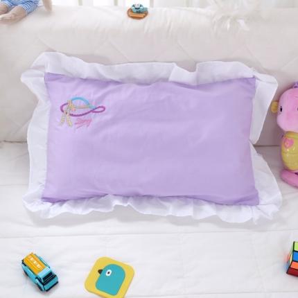 蒂优娜新款全棉13372儿童枕套卡通小刺绣幼儿园纯棉小枕头罩 幸运帽紫
