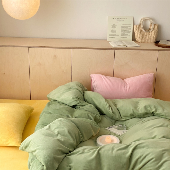 91家纺网 家纺一手货源 找家纺 (总）时光里2022新款纯色混搭18色系列四件套