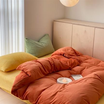 时光里2022新款纯色混搭18色系列四件套 奶油橘配黄绿黄