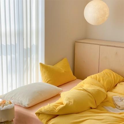 时光里2022新款纯色混搭18色系列四件套 柠檬黄配玉白黄