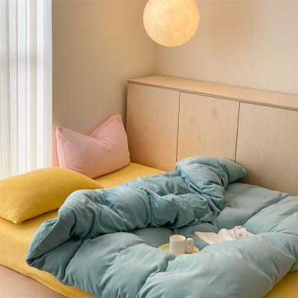 时光里2022新款纯色混搭18色系列四件套 水岩蓝配黄粉黄